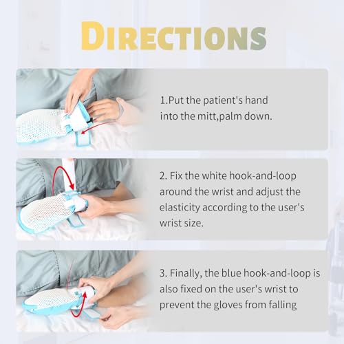 Restraint Gloves for Dementia Patient, Medical Assistance Glove with Zipper Opening For Finger Protection