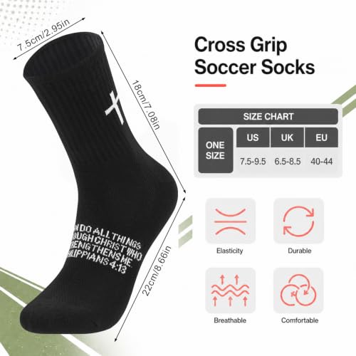 Christian Cross Socks with Bible Verse - Black, 4 Pairs