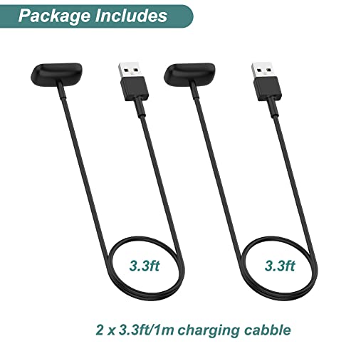 Kissmart 2-Pack USB Charging Cables for Fitbit Charge 5/6 & Luxe, 3.3ft