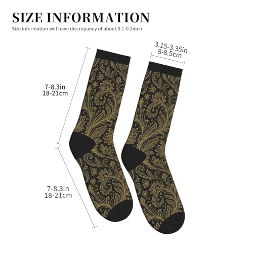 YHTJSZP One Size Gold Paisley Slouchy Crew Socks for Men Women, Athletic Long Tube Socks for Soccer Running Hiking Yoga Softball