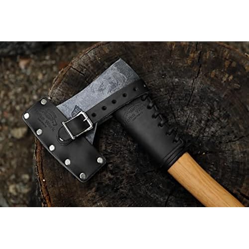 Helko Werk Leather Axe Sheath (Hatchet) - Genuine Leather Sheath for Axes and Hatchets Leather and Axe Cover and Hatchet Cover (Hatchet Black) S121SBK