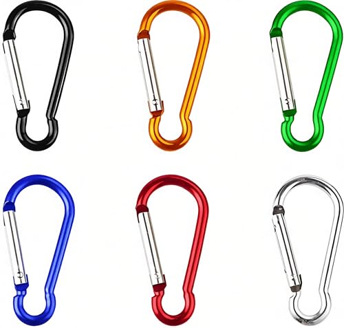 30pcs Multicolor Carabiner Clips with Keyrings - Lightweight D-Ring Hooks