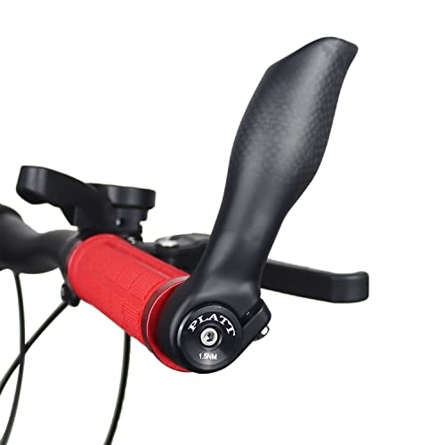 Platt Carbon Fiber MTB Bar Ends with Bar End Caps (126mm, 22.2mm clamp) - Lightweight Aluminum Alloy