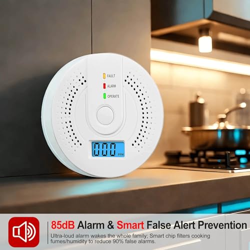Digital Carbon Monoxide Detector with LCD Display and Sound Warning, Fault/Alarm/Operate Indicators,AA Battery Powered, CO Sensor Complies with UL 2034 Standards for Home(3/Pack)