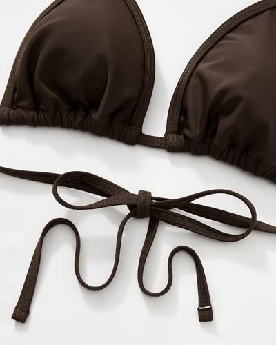 SUUKSESS Women's Cheeky Bikini Set Dark Brown 8-10 / 71 - Sexy Thong Swimsuit