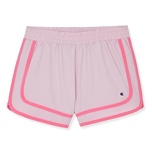 Champion Girls Heritage Foldover Mesh Running Basketball Short 2.75 Inch Inseam - Large, Black-Pink