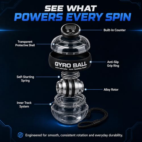 Auto-Start Gyro Ball Wrist Strengthener with LED Counter