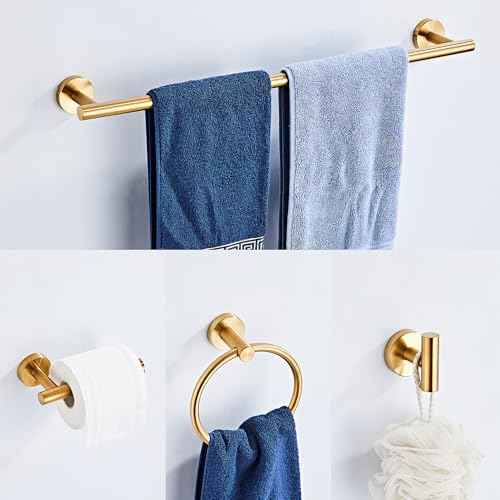 Brushed Gold Bathroom Hardware Set 10 Piece with Towel Racks for Bathroom, SUS304 Stainless Steel Bath Towel Bar Set, 24 Inch Wall Mounted Accessories Kit¡¦