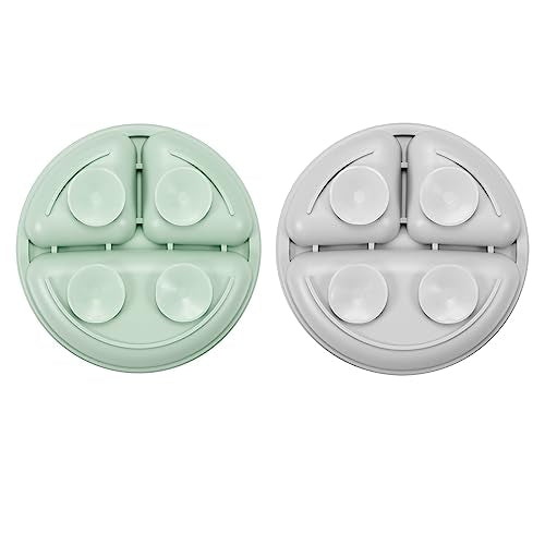 Silicone Baby Feeding Set with 2 Plates & Spoons - BPA Free & Divided Suction Plate