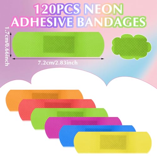 120 Pcs Waterproof Kids Bandages - 6 Color Strips