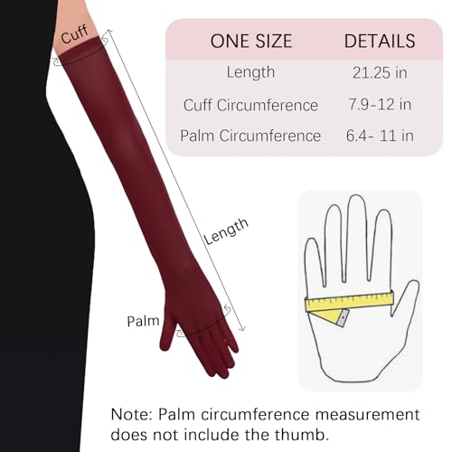 Stretchy Long Mesh Gloves for Women - Formal Opera Prom - Burgundy