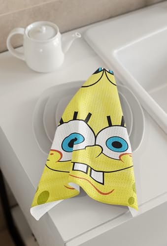 SpongeBob Hand Towel - Officially Licensed 23 x 13.5 in Yellow Sponge Bob Kitchen & Bath Towel