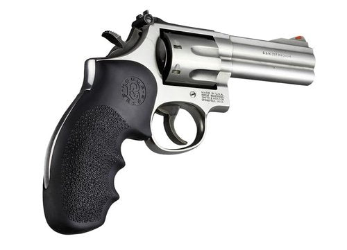 Hogue OverMolded Rubber Full Size Grip for S&W K & L Frame Round Butt, 500, 460, & Governor Model, Black - 19000
