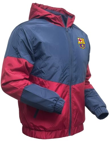 Kids Barcelona Windbreaker Rain Jacket - Hooded Zip-Up Youth Sizes, Licensed