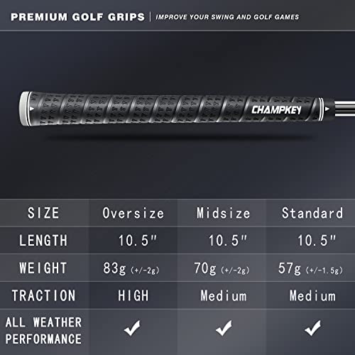 Midsize Rubber Golf Grips - 13 Pack with Repair Kits