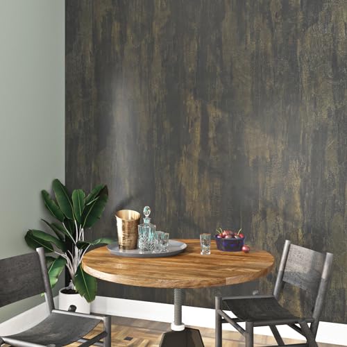 FunStick Thick Grey Gold Stained Concrete Wallpaper Peel and Stick Textured 3D Concrete Contact Paper for Countertops Waterproof Removable Faux Cement Wallpaper for Bedroom Walls Cabinets 15.8"x78.8"