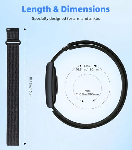 Adjustable Nylon Bicep Band for Fitness Tracker - Phantom Black, 22mm