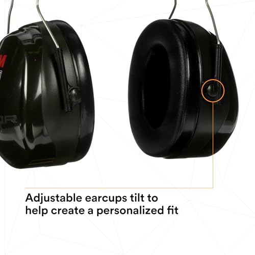 3M PELTOR Hearing Protection Optime 101 Earmuffs, Over the Head, H7A, 27 dB NRR, Adjustable Earcups, E-A-Rfit Compatible, Stainless Steel, Pack of 1, Black/Red
