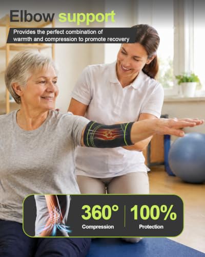 LISEPWU Copper Elbow Brace for Men & Women - Gray-Green Medium, Support & Compression Sleeve