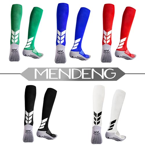 MENDENG Knee High Non-Slip Soccer Socks for Men & Women - 6-12 / 1 Pair, Black Sports Grip Socks
