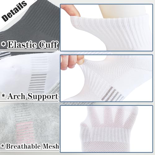Kids White Cotton Cushioned Ankle Athletic Socks 6 Pairs, 10-14 Years