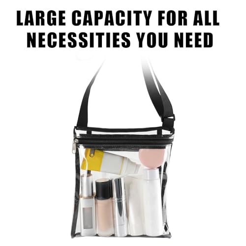 Clear Stadium Bag for Women - Transparent Purse - Black
