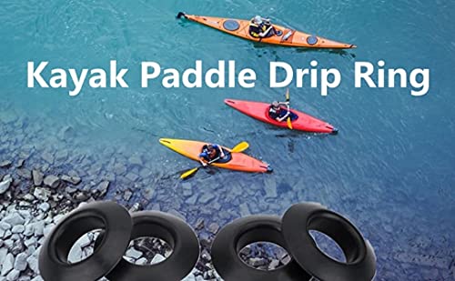4-Piece Kayak Paddle Drip Rings - Universal Rubber Canoe Paddle Guards - Black