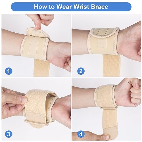 Adjustable Wrist Brace Compression Supports for Tendonitis - Beige