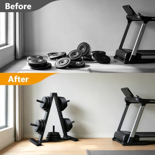Weight Plate Rack Tree Holds 300 LBS | 1-Inch Standard Weight Plates
