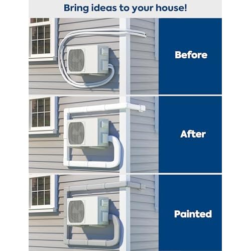3" 15.5Ft Mini Split Line Set Cover with Flexible Duct, Upgrade PP Decorative Paintable Lineset Cover Kit, 39.37" per Straight Duct, for Minisplit, Air Conditioner, Central AC, HVAC