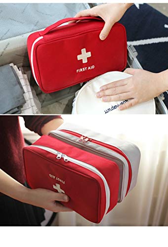 First Aid Bag - Mini Empty Medical Storage Pouch for Camping & Travel - Red