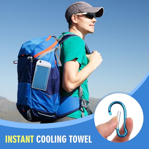 Cooling Towels for Neck and Face - 4 Pack Microfiber Set - Blue/Green/Pink/Gray