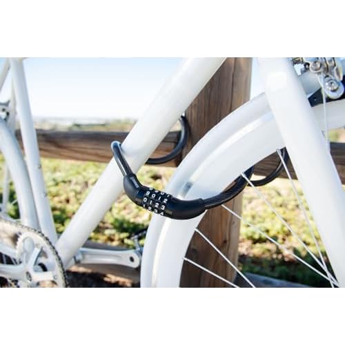 BRINKS 6 ft Outdoor Heavy Duty Bike Lock Cable 2 Pack, Thick, Anti Theft Self-Coiling Design, Resettable 4-Dial Combination, 5/8" Weather-Resistant Vinyl Coating for Bikes