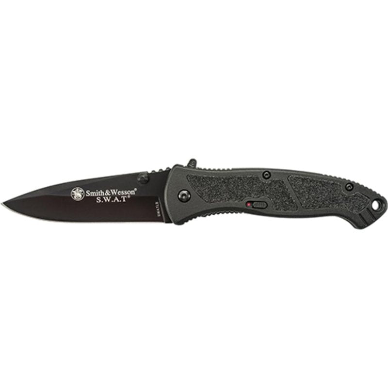 Smith & Wesson Large S.W.A.T. Folding Knife with 3.7in Drop Point Blade, Aluminum Handle, Stainless Steel, For Tactical, Survival and EDC
