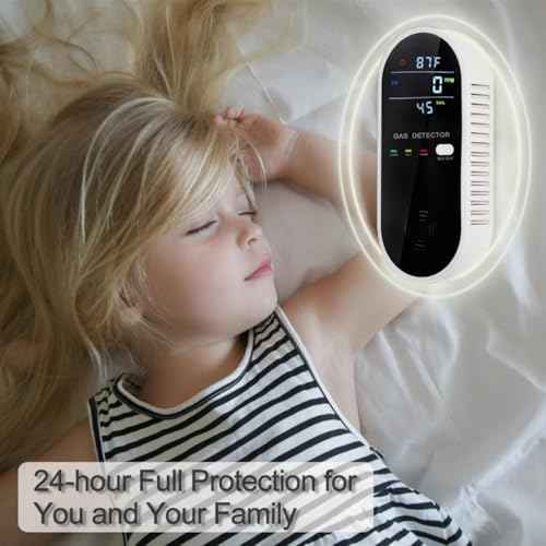 3-in-1 Natural Gas Detector with Temperature and Humidity Display, Plug in Combustible Propane Gas Leak Detector and Audio-Visual Alarm for Home, Hotel (1Pack)