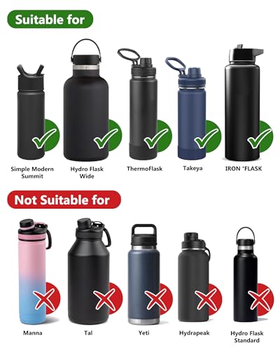 Water Bottle Lid Replacement for Wide Mouth Bottles - Black 2.25 in