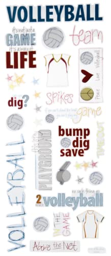 Volleyball Doodle Stickers - Fun Quote Designs on 12" Sheet