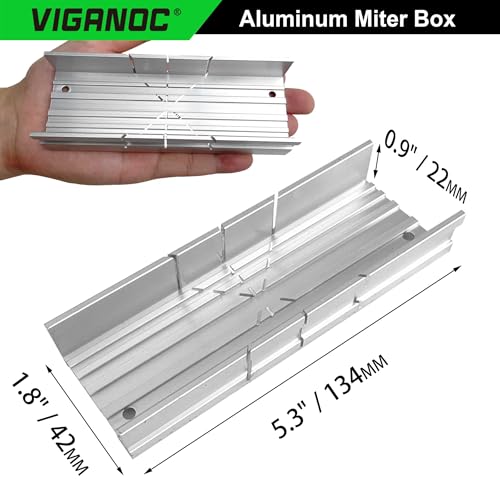 Metal Mitre Box by Aluminium and Steel Construction, 5.3 Inch Small Tiny Mitre Box for Manual Saw and Handsaws with 3 Cutting Angles - Ideal For Cutting Wood and Soft Metals