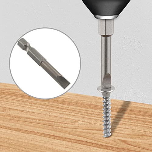 10 Pcs SL6 Magnetic Slotted Screwdriver Bits S2 Steel Flat Head Screwdriver Bits with 1/4 Inch Hex Shank, 2 Inch Length