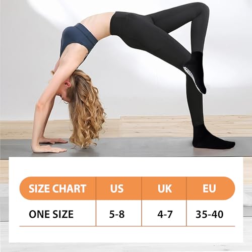 Non-Slip Pilates Grip Socks for Women - Mid-Calf - 3 Pairs - Black/White/Grey