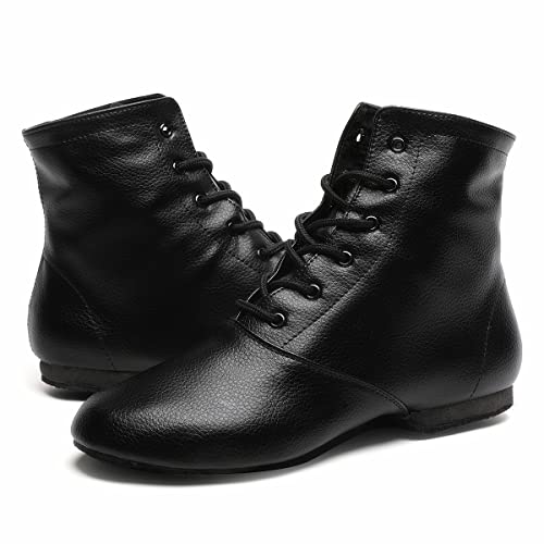 Black Lace-Up Jazz Shoes for Women Girls & Adults - Dance Boots, Size 11 Women / 10 Men - Bokimd