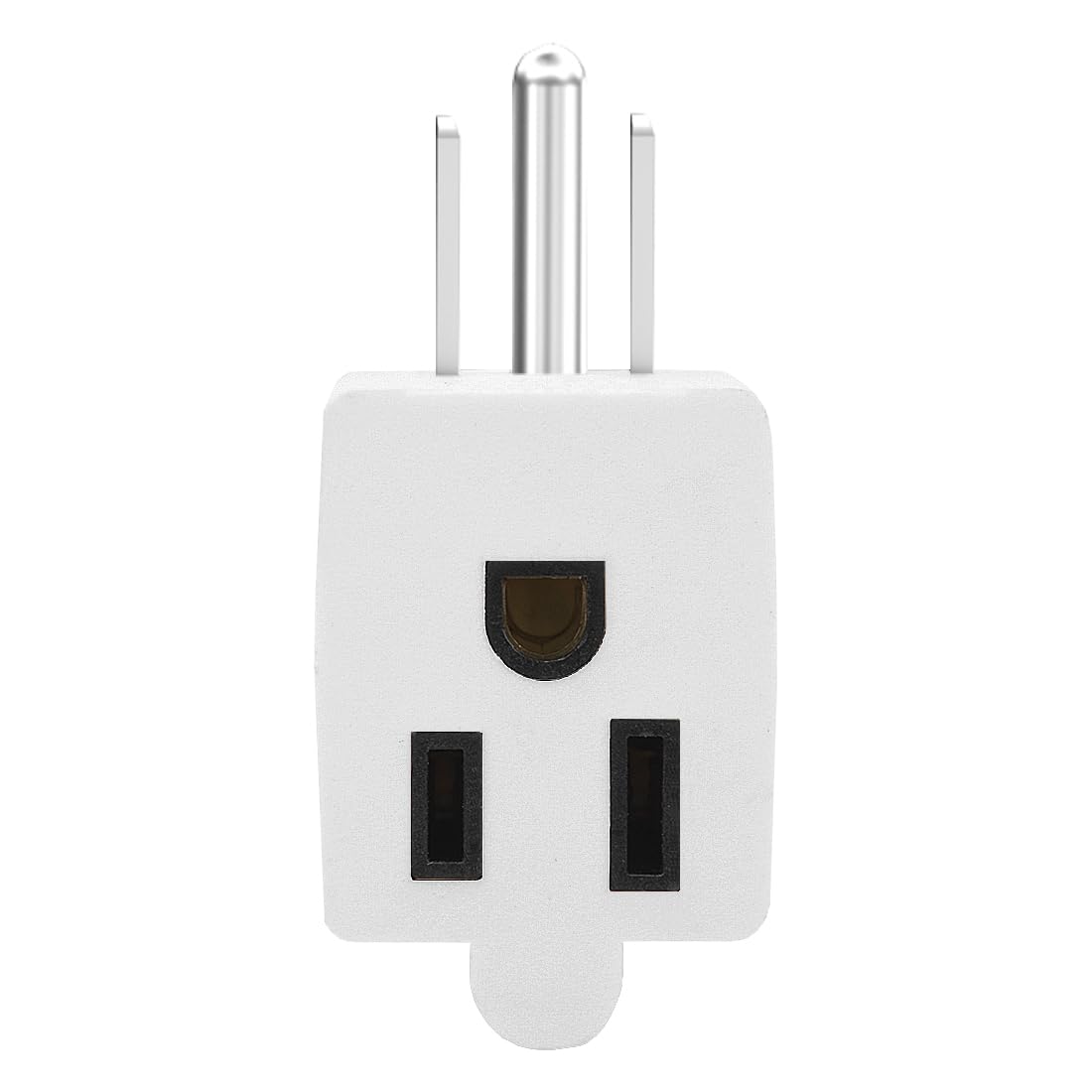 USA 3-Prong Male-Female Adapter,90 Degree Angled USA Male Female Power Adapter, 5-15P to 5-15R Direction Changer Space Save Adapter White