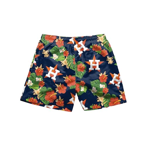 Men's Houston Astros Swim Trunks - Floral Design, Officially Licensed