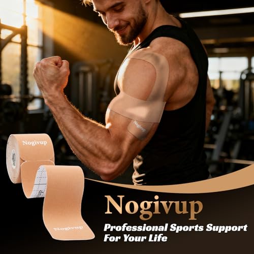 Kinesiology Tape – 2 Rolls Latex-Free Cotton Precut Strips, Elastic