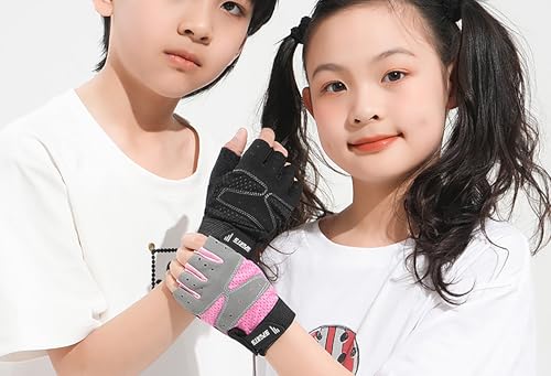 Kids Fingerless Sports Gloves for Cycling & Fishing - Grey - 7-15 Years