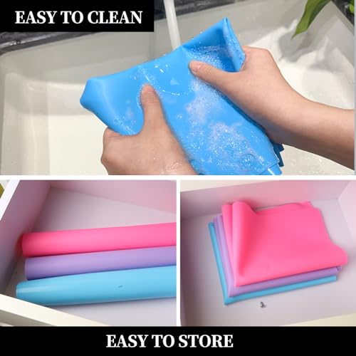 Silicone Mats for Resin Crafts - 3 PCS Nonstick Pads in Pink, Purple & Blue - 15.7” x 11.7”