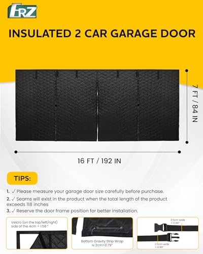 Erfolkerz Magnetic Closure Thick Garage Door Insulation Kit,16'* 7' Insulated Door Curtain for Winter,Garage Door Panel Cover for Heat Insulation,Weatherproof, Windproof, Soundproof