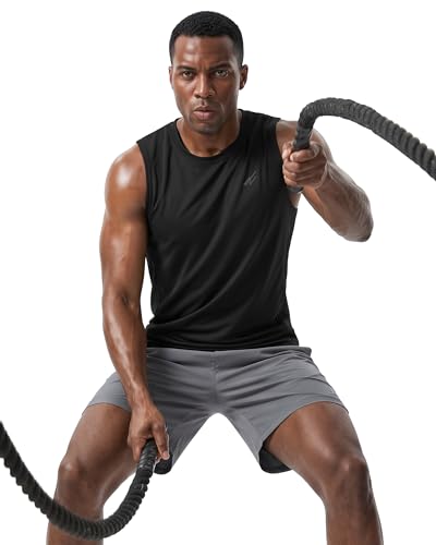 Men's Breathable Mesh Tank Top 3-Pack - Large, Black/Dark Grey/Navy
