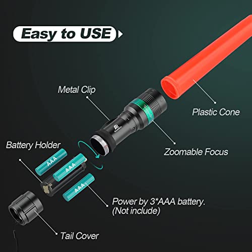 RoadHero 4 Pack Traffic Wand, 11 Inch Flashlight Led Traffic Control Baton, Small Orange Safety Wands, Air Marshaling Wand with 5 Flashing Modes, Night Signal Light for Airport, Parking Directing