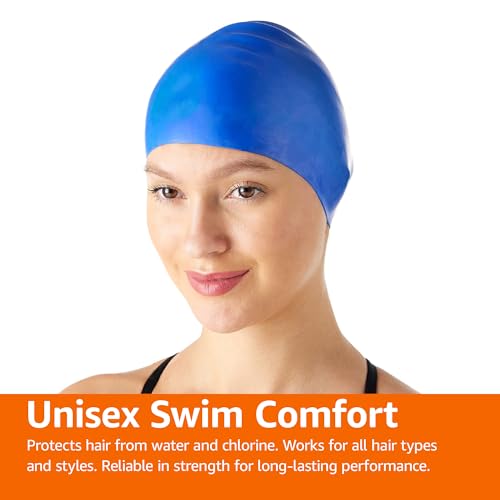 Silicone Swim Cap for Adults - Blue